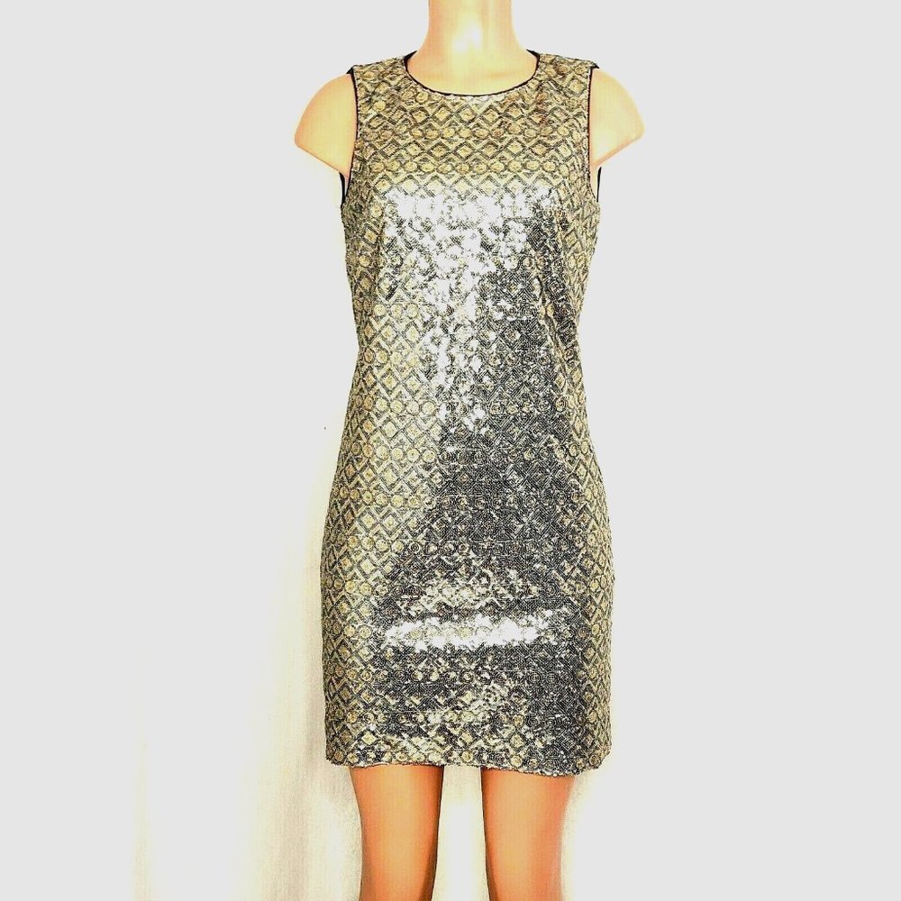 Banana Republic Gold Silver Sequin Dress Sleeveless Cocktail